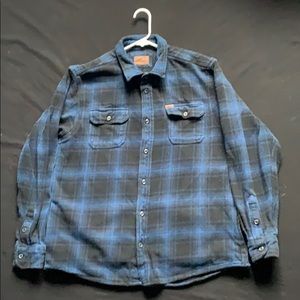Blue and black flannel with pockets